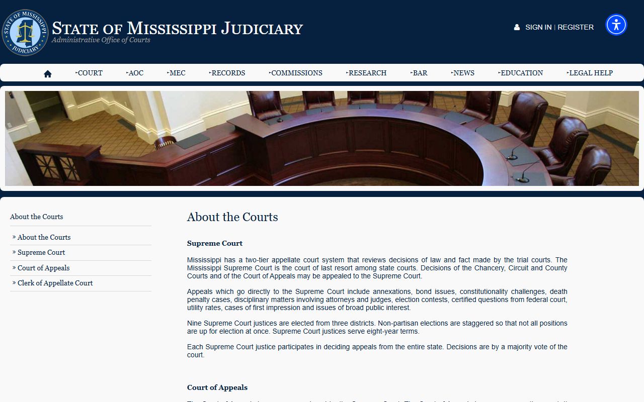Mississippi court structure overview for Pontotoc County court records
