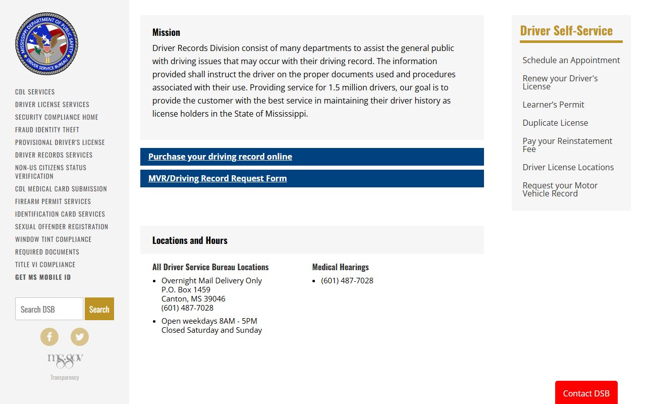 Pontotoc County traffic court records and the Mississippi DPS driver records division