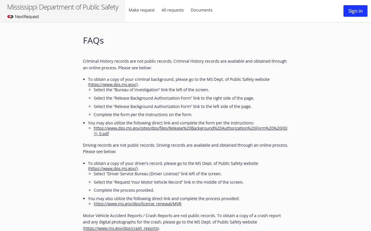 Pontotoc County traffic court records and Mississippi DPS public records FAQ